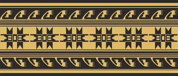 Векторный Бесшовный Золотой Бортовой Орнамент Индейские Племена Сша — стоковый вектор