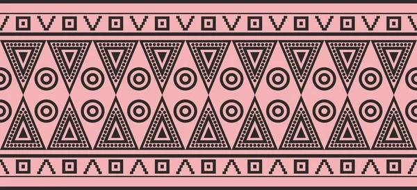 Vector Pink Black Seamless Indian Patterns National Seamless Ornaments Borders — Stock Vector