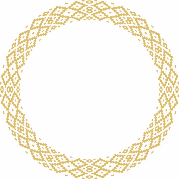 Vector Golden Belarusian National Ornament Ethnic Circle Gold Border Slavic — Vettoriale Stock
