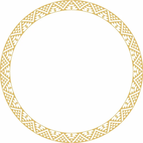 Vector Golden Border Ornament Native American Tribes Framework Circle — Stockový vektor