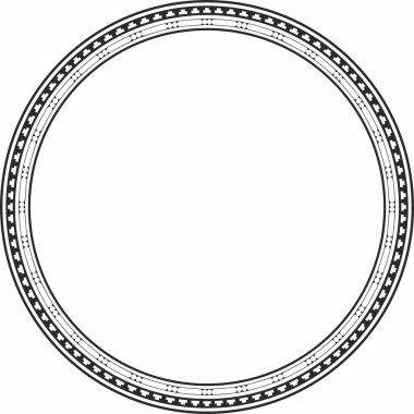 Vector round monokrom dikişsiz klasik Bizans süsü. Sonsuz daire, sınır, çerçeve Antik Yunan, Doğu Roma İmparatorluğu. Rus Ortodoks Kilisesi Dekorasyonu