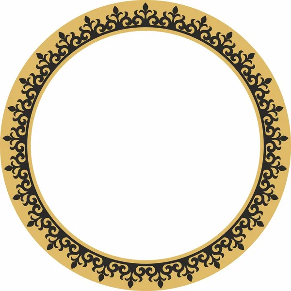 stock vector Vector gold and black Kazakh national round pattern, frame. Ethnic ornament of the nomadic peoples of Asia, the Great Steppe, Kazakhs, Kirghiz, Kalmyks, Mongols, Buryats, Turkmens