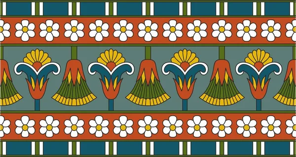 Vecteur Frontière Égyptienne Transparente Colorée Ornements Sans Fin Egypte Ancienne — Image vectorielle
