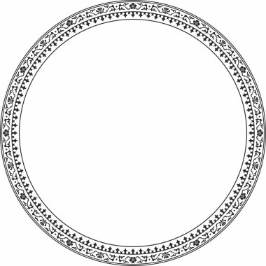 Siyah vektör monokrom çerçeve, sınır, Çin süsü. Doğu Asya, Kore, Malezya, Japonya, Singapur, Tayland halkaları.