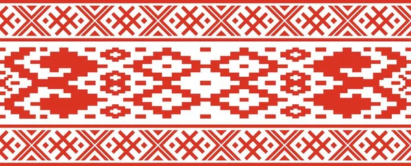 Vector Red Color Seamless Belarusian National Ornament Ethnic Endless Black — 스톡 벡터