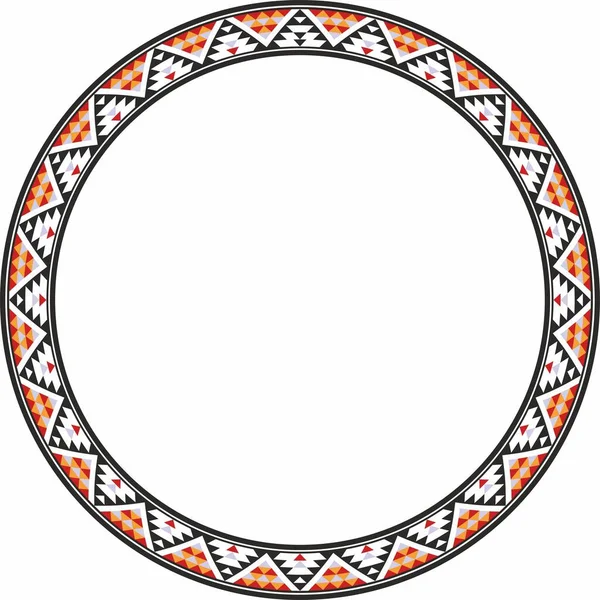 Vector Colored Border Ornament Native American Tribes Framework Circle — Stock Vector