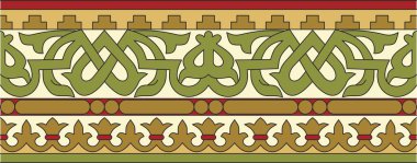 Vector colored seamless classical byzantine ornament. Endless border, Ancient Greece, Eastern Roman Empire frame. Decoration of the Russian Orthodox Church clipart
