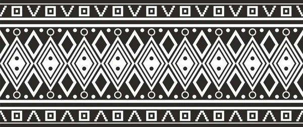 Adorno Sin Costura Vectorial Monocromo Los Nativos Americanos Aztecas Frontera — Archivo Imágenes Vectoriales