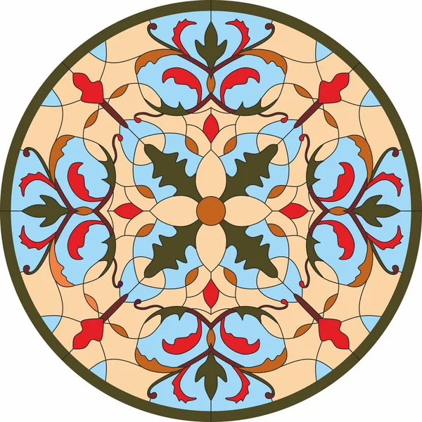 스테인드글라스 템플릿 천장이나 색깔의 창문을 꽃무늬 — 스톡 벡터
