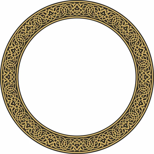 Vector Golden Oriental Ornament Arabic Patterned Circle Iran Iraq Turkey — Wektor stockowy