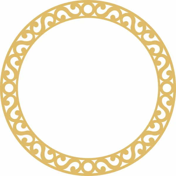 Vektor Yakut Kulatý Zlatý Rám Ozdobný Kruh Severních Národů Tundry — Stockový vektor