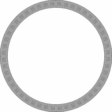 Vector round monokrom klasik çerçeve. Yunan mangırı. Yunanistan ve Antik Roma 'nın desenleri. Avrupa sınırını çember