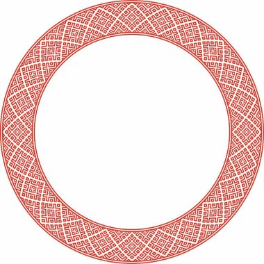 Beyaz Rusya Ulusal Süslemesi 'nde kırmızı vektör. Etnik sonsuz renk sınırı, Slav halkı çerçeve. 