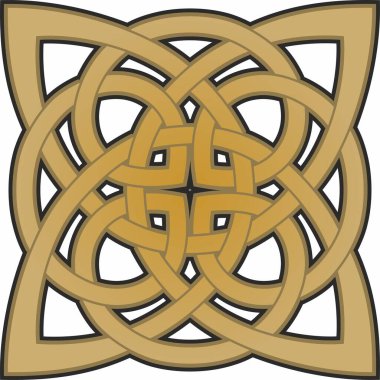 Vektör altın Kelt düğümü. Antik Avrupa insanlarının süsü. İrlanda, İskoçlar, İngilizler, Franklar 'ın işareti ve sembolü..