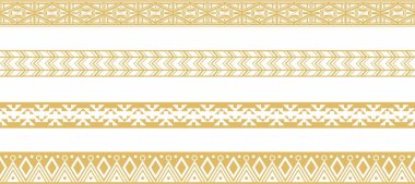 Vector set of golden Native American national borders. frames in the style of the Aztecs, Mayans, Incas.