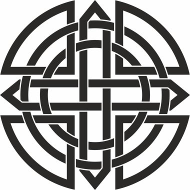 Siyah vektör tek renkli Kelt düğümü. Antik Avrupa insanlarının süsü. İrlanda, İskoçlar, İngilizler, Franklar 'ın işareti ve sembolü.