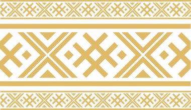 Vector golden color seamless Belarusian national ornament. Ethnic endless black border, Slavic peoples frame. 