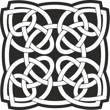 Siyah vektör tek renkli Kelt düğümü. Antik Avrupa insanlarının süsü. İrlanda, İskoçlar, İngilizler, Franklar 'ın işareti ve sembolü..