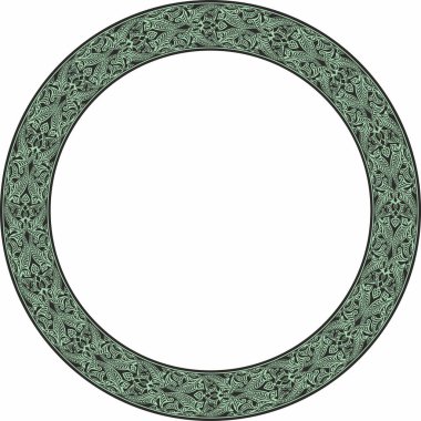 Vektör yeşili, doğulu süsü. İran, Irak, Türkiye ve Suriye 'nin Arapça modelli çemberi. İran çerçevesi, kenar