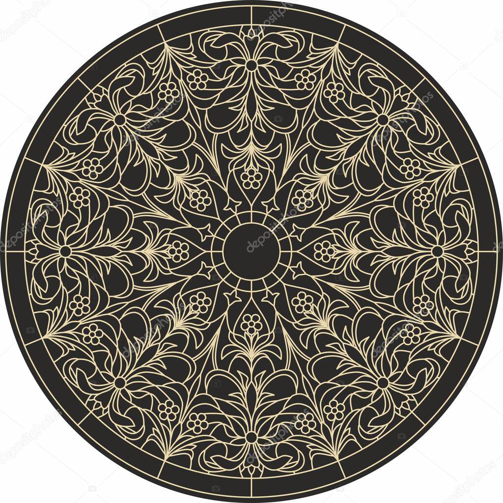 Vector redondo adorno clásico dorado. Un círculo con un patrón de oro ...