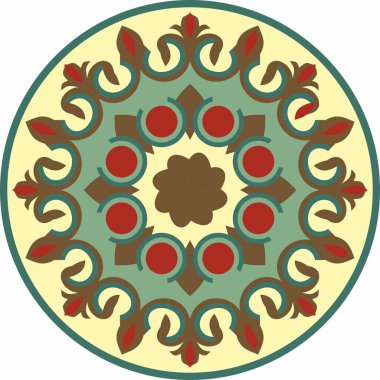 Vector colored round Turkish ornament. Endless Ottoman national circle.