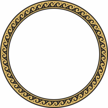 Vector round gold classic frame. Greek wave meander. Patterns of Greece and ancient Rome. Circle european border