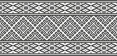 Vector  monochrome seamless Belarusian national ornament. Ethnic endless black border, Slavic peoples frame. 