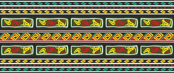 Vector Seamless Colored Border Ornament Native American Tribes Framework — Διανυσματικό Αρχείο