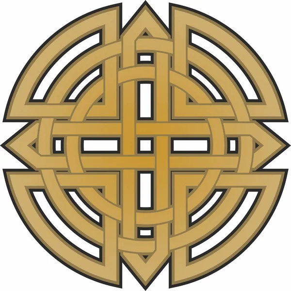 Keltský Uzel Vektorového Zlata Ozdoba Starověkých Evropských Národů Znamení Symbol — Stockový vektor