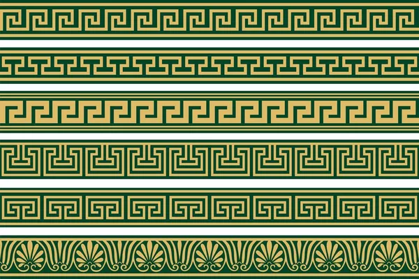 Sada Vektorových Hladkých Řeckých Klasických Ornamentů Vzor Pro Rámeček Rámeček — Stockový vektor