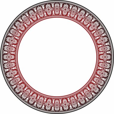 Vector red with black round ornament ring of ancient Greece. Classic pattern frame border Roman Empire.