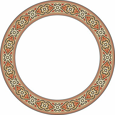 Vector colored round ornament ring of ancient Greece. Classic pattern frame border Roman Empire