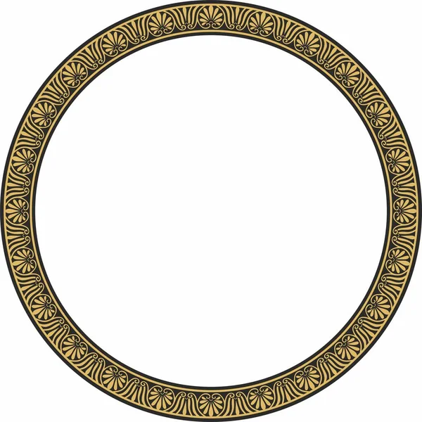 Векторный Золотой Черный Круглый Каркас Граница Классический Греческий Меандр Орнамент — стоковый вектор