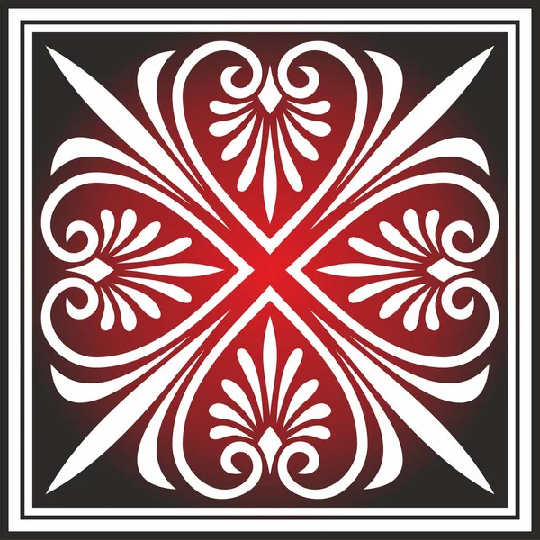 Vector Rojo Negro Adorno Cuadrado Color Antigua Grecia Patrón Clásico — Vector de stock