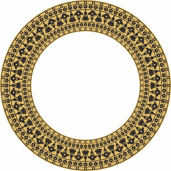 Διάνυσμα Χρυσό Στρογγυλό Στολίδι Της Αρχαίας Αιγύπτου Περίγραμμα Κύκλου Πλαίσιο — Διανυσματικό Αρχείο