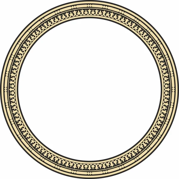 Vetor Ouro Redondo Preto Sem Costura Ornamento Clássico Byzantine Círculo — Vetor de Stock