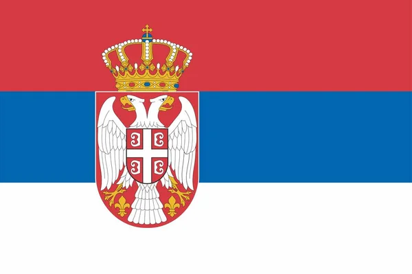 Bandera Vectorial Serbia Con Escudo Armas Pequeño Símbolo Del Estado — Vector de stock