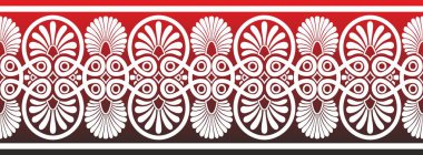 Vektör kırmızısının antik Yunan kusursuz süsü. Klasik Sonu Gelmeyen çerçeve Roma İmparatorluğu