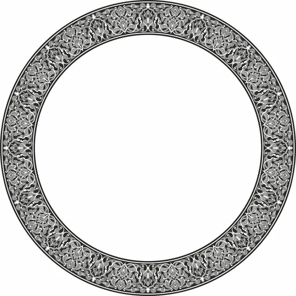 Wektorowy Monochromatyczny Okrągły Orientalny Ornament Arabski Wzorzysty Krąg Iranu Iraku — Wektor stockowy