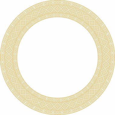 Vector golden round Belarusian national ornament. Ethnic circle gold border, Slavic peoples frame. 