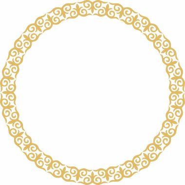 Altın taşıyıcı Kazak ulusal yuvarlak desen, çerçeve. Asya 'nın göçebe halkları, Büyük Steppe, Kazaklar, Kirghiz, Kalmykler, Moğollar, Buryatlar, Türkler