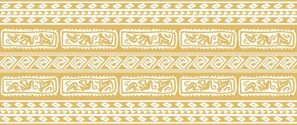 Ornement Bordure Doré Vectoriel Sans Couture Cadre Des Tribus Amérindiennes — Image vectorielle
