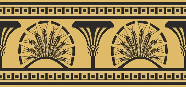 Vector Ouro Ornamento Egípcio Sem Costura Fronteira Sem Fim Quadro — Vetor de Stock