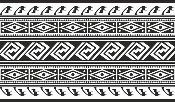 Vector Monochrome Seamless Native American Border Endless Pattern Indigenous Peoples — Vetor de Stock