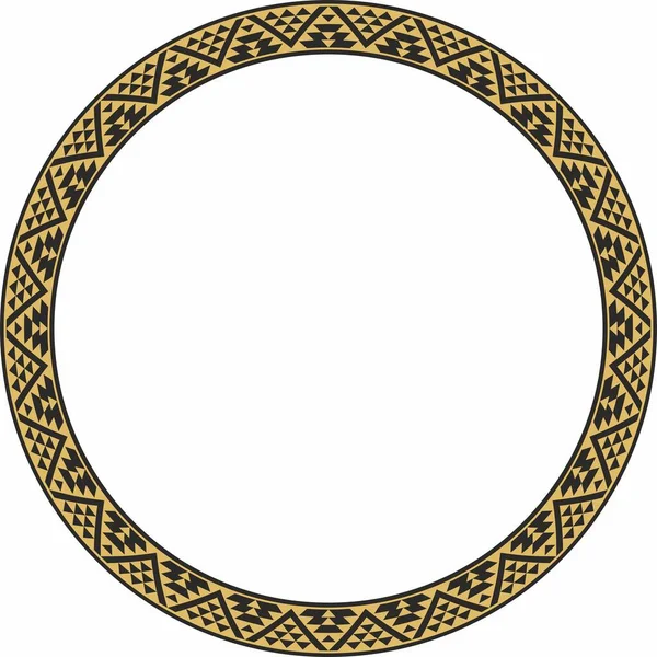Векторный Круглый Золотой Орнамент Каркас Круг Индейских Племен — стоковый вектор