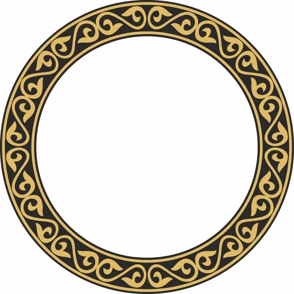 Vector Gold Black Kazakh National Pattern Frame Ethnic Ornament Nomadic — Stock Vector
