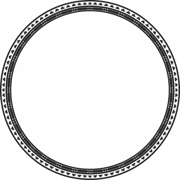 Vektor Rund Monokrom Sömlös Klassisk Bysantinsk Prydnad Oändlig Cirkel Gräns — Stock vektor