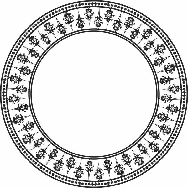 Vector Monochrome Byzantine Ornament Circle Border Frame Ancient Greece Eastern — Archivo Imágenes Vectoriales