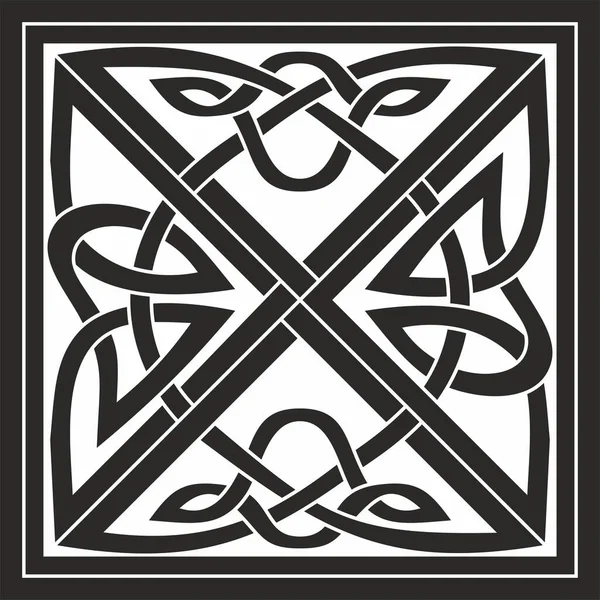 Vector Black Monochrome Celtic Knot Ornament Ancient European Peoples Sign — Stock Vector