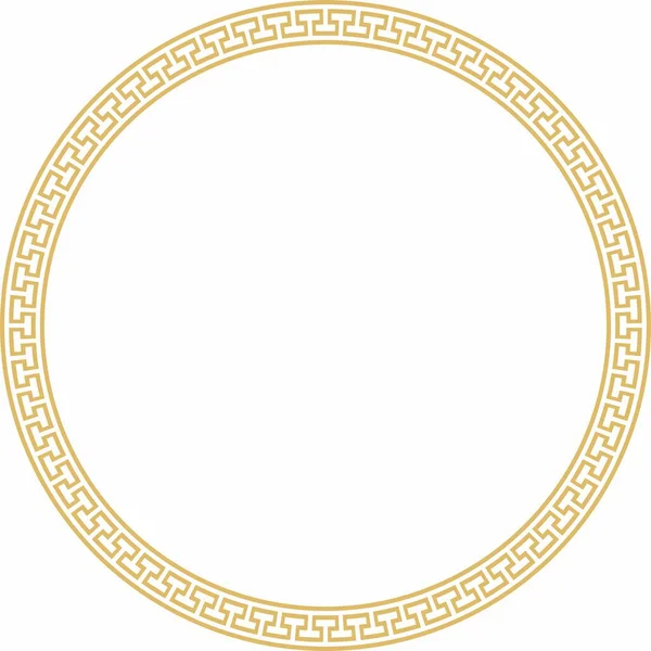 Cadre Rond Vectoriel Monochrome Bordure Ornement Classique Grec Méandre Cercle — Image vectorielle
